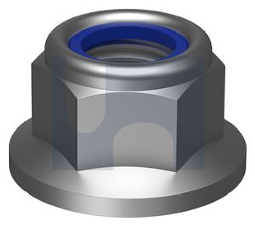 Non-Serrated M12 Flange Nyloc Nut Zinc Clear