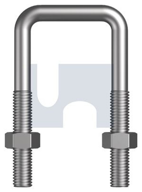 57mm x 165mm (1/2" BSW 2-1/4 x 6-1/2) Galvanised Square U-Bolts