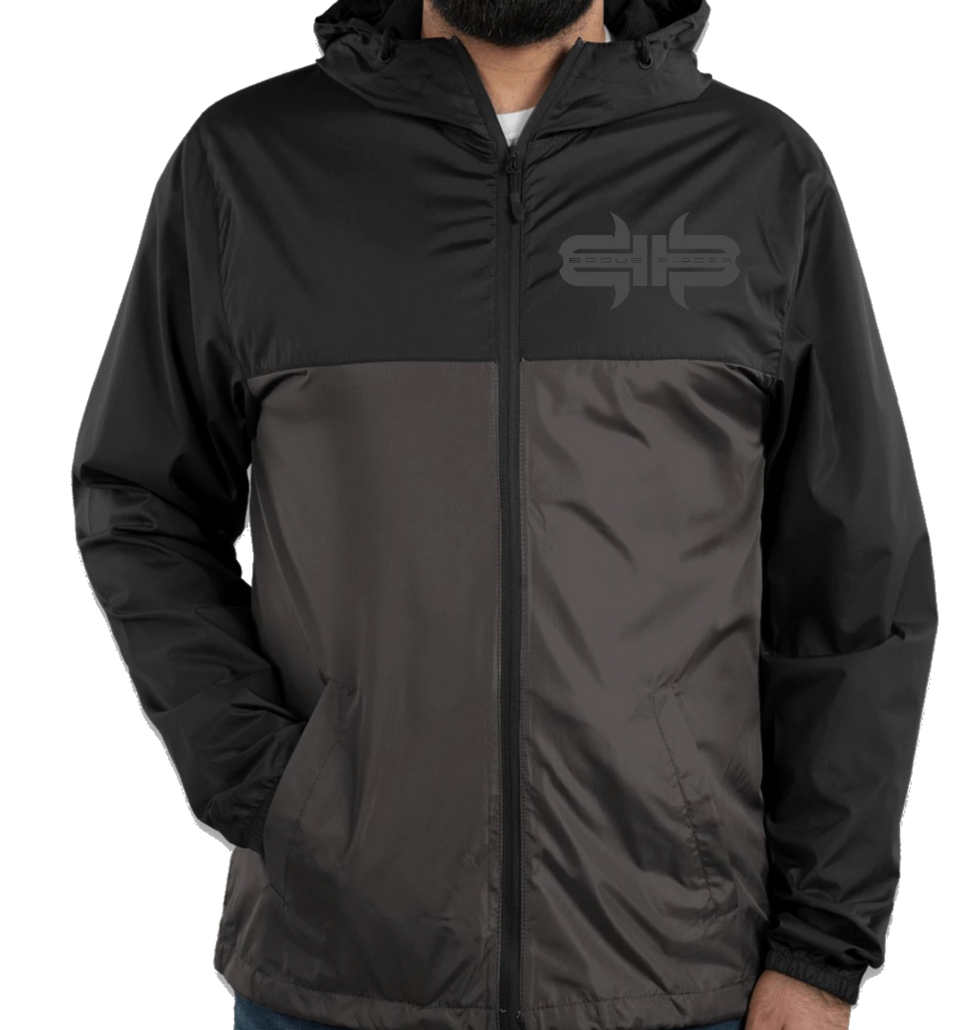 Contrast Zip Windcheater Jacket with Placement Print