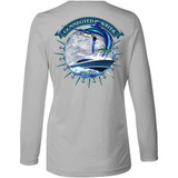 Dennis Friel Caribbean Blue Performance Long Sleeve Shirt in Silver Gray Back