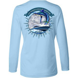 Dennis Friel Caribbean Blue Performance Long Sleeve Shirt in Ice Blue Back