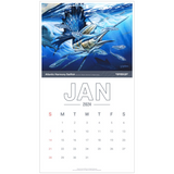 This 13-month calendar, from January 2024 - Jan. 2025. showcases marine life artwork by D. Friel.