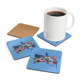 Celebrate Tradition Marlin Coaster Set — Cork Wood Drink Coasters (Patriotic Fishing Art)