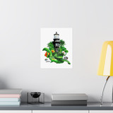 Hillsboro Lighthouse Turtle - Unframed Satin Poster — Tropical Coastal Wall Art