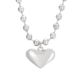 Collar Bolas Corazon Plata