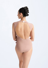 Body ricamato a collo alto Paris Ballet Rosa Nudo Dietro [Cuoio Chiaro]