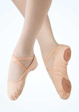 Scarpette da Danza Classica Vegane in Tela Elasticizzata e Suola Divisa Tendu Rosa Principale [Rosa]