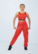 Weissman Faux Leather Crop Top Rojo 58 [Rojo]