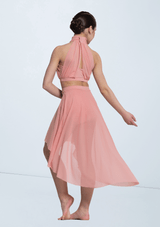 Weissman Shirred Power Mesh Crop Top Petal [Rosa]