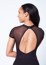 Maillot manga corta y panel de canalé chevron Mirella Nero Dietro 2 [Nero]