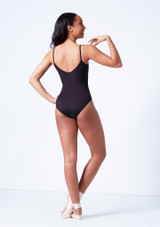 Maillot con tirantes finos y panel de canalé chevron Mirella Nero Dietro [Nero]