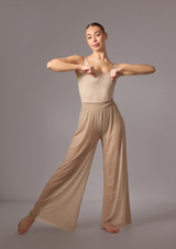 Pantalones largos de malla Grace Move Dance Latte Front 2 [Marrón]