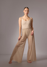 Pantalones largos de malla Grace Move Dance Latte Front [Marrón]