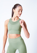 Crop top senza cuciture e maniche a canottiera Isabelle Move Dance Davanti 2 [Verde]