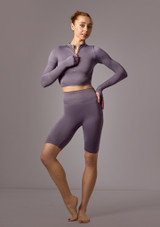 Top corto sin costuras con cremallera Orianna Move Dance Slate Front 2 [Gris]