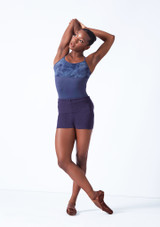 Pantaloncini in maglia Nidra Move Dance Davanti 2 [Blu]