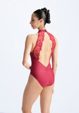 Body a collo alto in pizzo Alexine Ballet Rosa Rosso Dietro [Rosso]