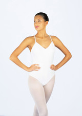 Body in pizzo e bretelle sottili Alba Ballet Rosa Bianco Davanti [Bianco]