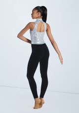 Weissman Sequin Mock Neck Unitard Plata 3 [Plata]