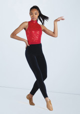 Weissman Sequin Mock Neck Unitard Rojo 3 [Rojo]