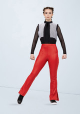 Weissman Vegan Leather Side-Split Pants Rojo 15 [Rojo]