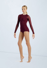 Weissman Long Sleeve Crossover Leotard Black Cherry [Negro]