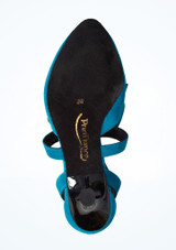 Zapato de baile con lazo 125 PortDance - 3 cm Verde Azulado Bottom [Azul]