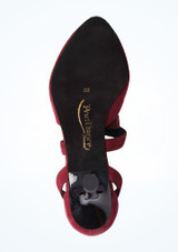 Zapato de baile con lazo 125 PortDance - 3 cm Burdeos Bottom [Rojo]