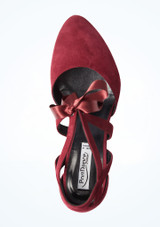 Zapato de baile con lazo 125 PortDance - 3 cm Burdeos Top [Rojo]