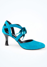 Zapato de baile con lazo 125 PortDance - 3 cm Verde Azulado Side [Azul]