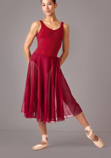 Falda larga de ballet Cynthia Move Dance Burdeos Front [Rojo]