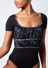 Maillot manga corta floral negro Mia Bloch