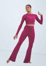 Weissman Ruched Long Sleeve Top Mora Negra 6 [Rosa]
