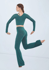 Weissman Ruched Long Sleeve Top Jade 6 [Verde]