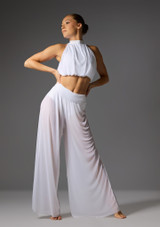 Top corto de malla con cuello halter Amour Jolista Blanco Front [Blanco]