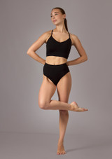 Top corto con espalda cruzada Misha Move Dance Negro Front [Negro]