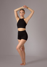 Top corto con cuello halter Tara Move Dance Negro Front 2 [Negro]