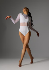Maillot con mangas largas de malla Awaken Move Dance Blanco 6 [Blanco]