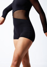 Mono de una pieza con panel de malla Hope Move Dance Negro Front 3 [Negro]