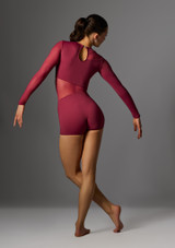 Mono de una pieza con panel de malla Hope Move Dance Burdeos 5 [Rojo]
