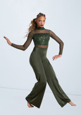 Weissman Sequin Long Sleeve Jumpsuit Olive 8 [Verde]