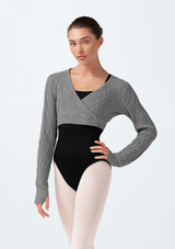 Top de punto corto envolvente Atiyah Bloch Gris Front [Gris]