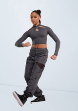 Weissman Cutout Neckline Crop Top Grafito [Gris]