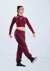 Weissman Cutout Neckline Crop Top Black Cherry [Negro]