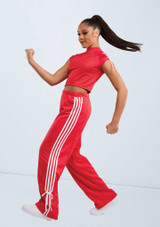 Weissman Sporty Tied-Sleeve Crop Top Rojo [Rojo]