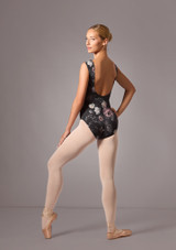 Maillot floral con cuello barco Della Move Dance Negro Back [Negro]