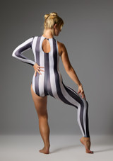 Jolista Pierrot Cut Out Stripe Catsuit Negro-Blanco 3 [Negro]