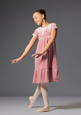 Velour dress with chiffon collar Rosado Front 4 [Rosa]