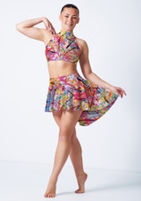 Falda estampada de corte alto-bajo Sara Alegra ACT Front [Estampado]