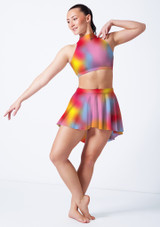 Falda estampada de corte alto-bajo Sara Alegra BAC Front [Estampado]